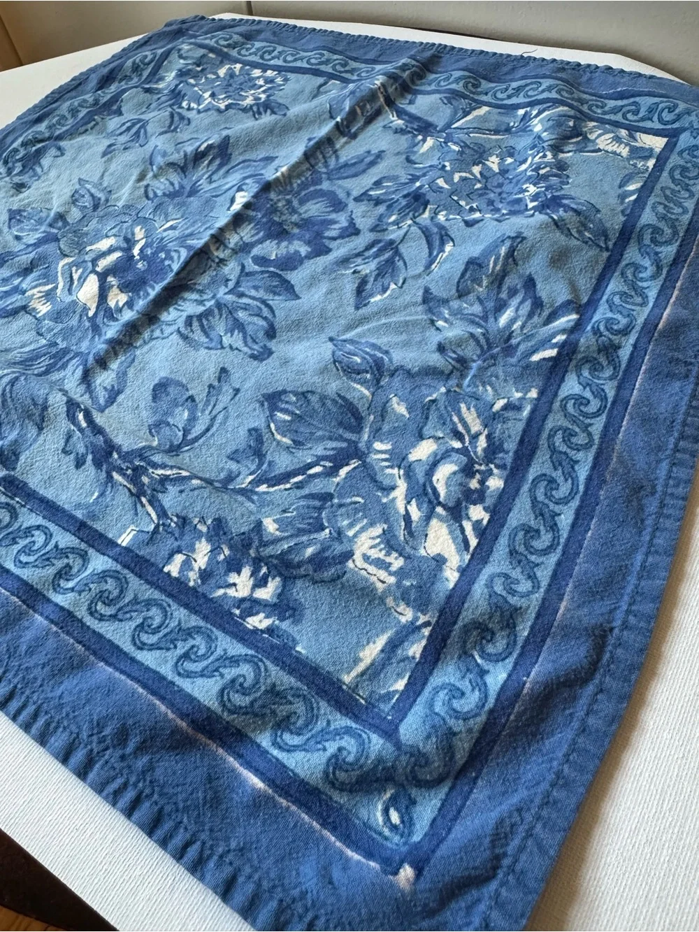 Anokhi Blue Floral Hand Block Print Cotton Napkin Bandana